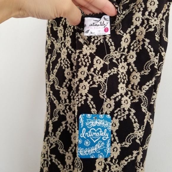 New Intimately Free People Black and Gold Strapless Embroidered Mini Dress XS - Picture 5 of 7